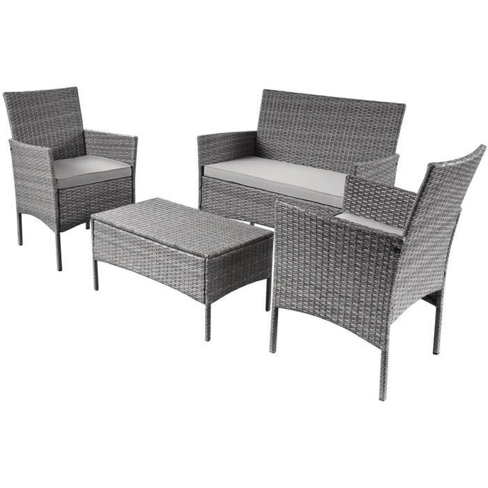 Salon de jardin en résine tressée -Toronto Bis- - Florida - Gris