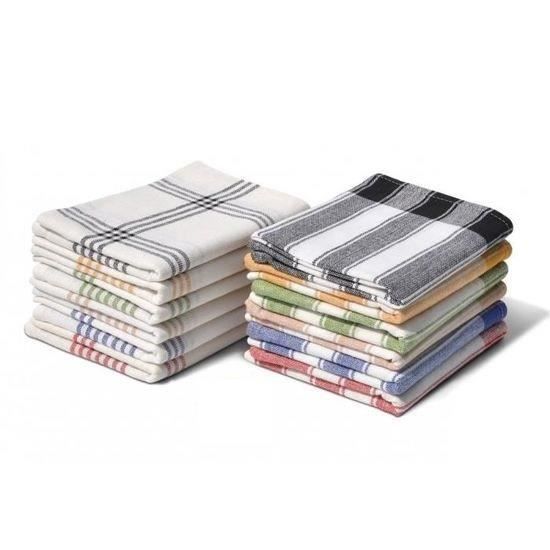 Lot de 12 torchons de cuisine 100% coton - Multicolore - 50x70 cm
