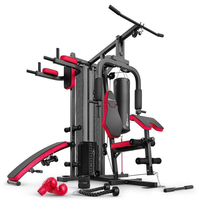 Station de Musculation Universelle - Hop-Sport - HS-1054K Station de Fitness plus 72 kg avec Sac de Frappe Gants de Boxe et Haltères