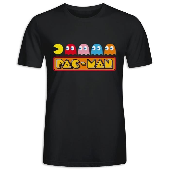 Tee Shirt avec imprimé en Pac Man Chase Video Game Manche Courte T-shirt Homme