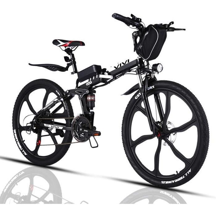 VIVI Vélo Électrique Pliable Adulte Vélo de Montagne avec 26- Roue Intégrée- Moteur 350W-250W- Batterie 36V-8Ah- Engrenages 21-7