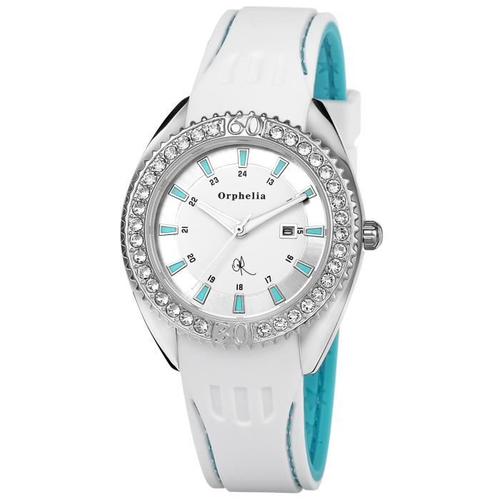 ORPHELIA - Montre Femme - Quartz Analogique - Bracelet Silicone Blanc - 122-1711-51
