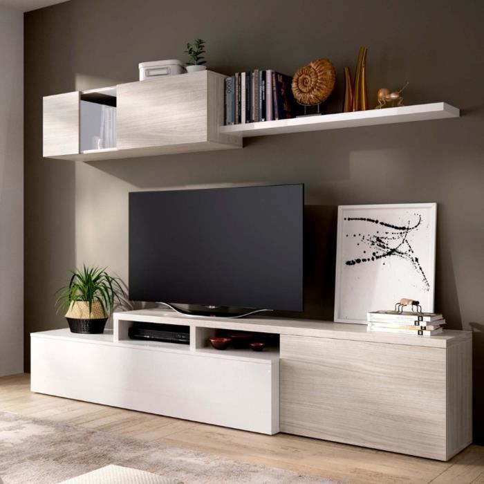 Ensemble de salon coloris blanc brillant - gris
