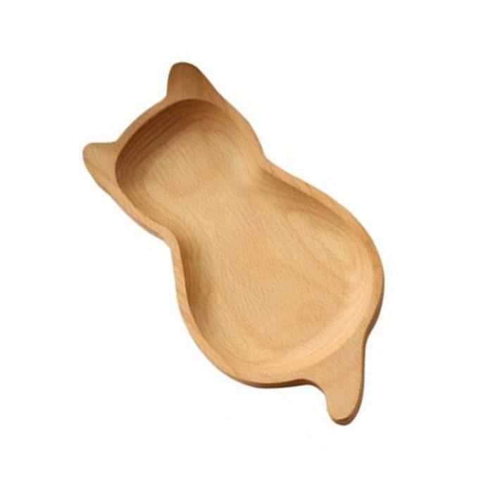 2 pièces assiette en bois style japonais forme de chat adorable écrou collation pour gâteau bonbons fruits OREILLER BEBE