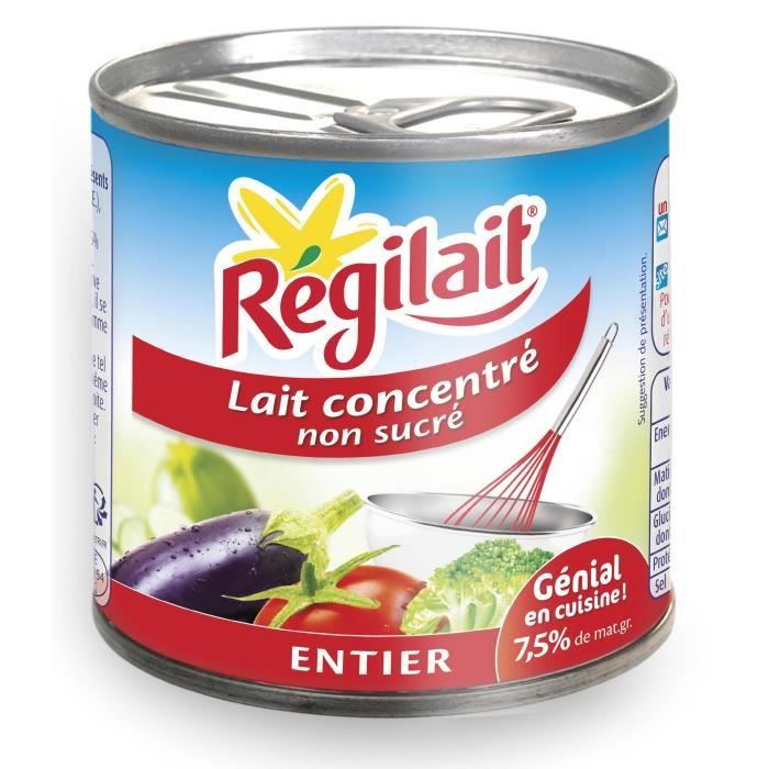 REGILAIT Concentré Non Sucré Entier - En lot de 4 boîtes - 170 g