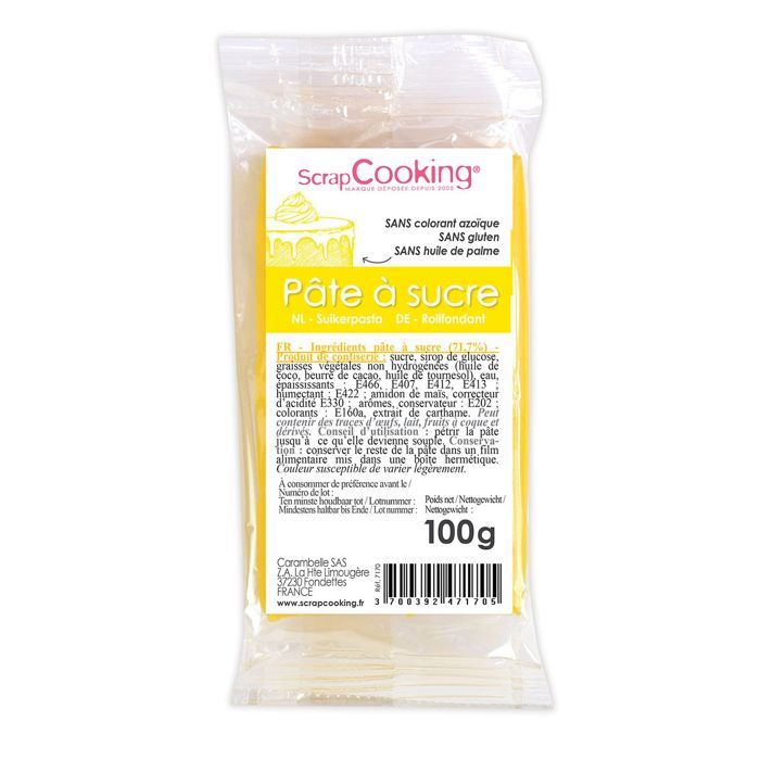 Pâte à sucre jaune (vanille) - qualité pro. - 1...