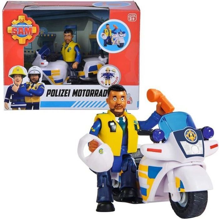 Sam Police Motorbike | Sam Le Pompier | Fireman Sam | avec la Figurine Malcolm