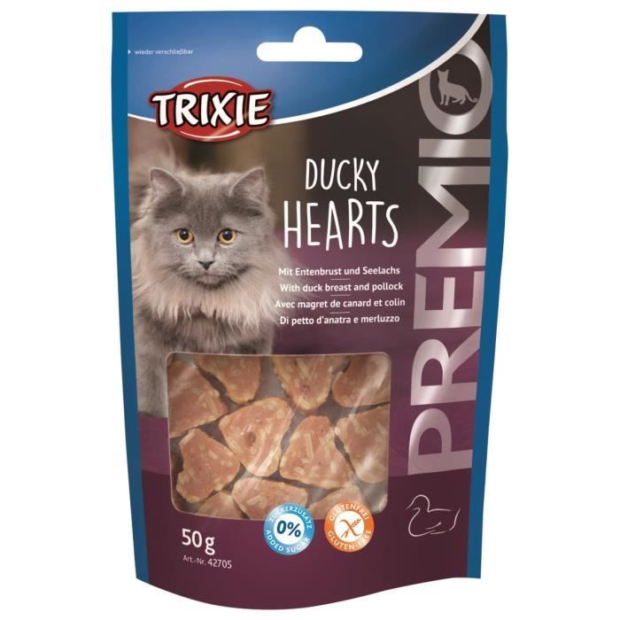 TRIXIE PREMIO Hearts canard/colin 50 g pour chat