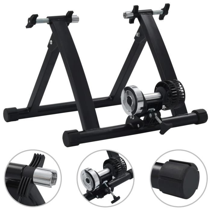 vidaXL Support à rouleau pour vélo d'appartement 26po-28po Acier Noir-X