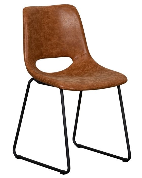 chaise tapissée - panessy - éco-cuir marron