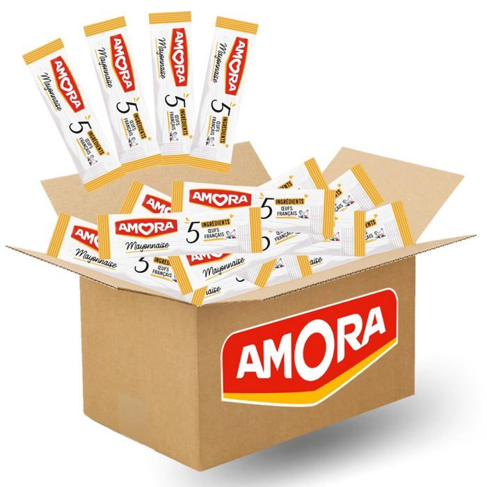 AMORA - 100 sticks de sauce Mayonnaise - dose individuelle 10 ml