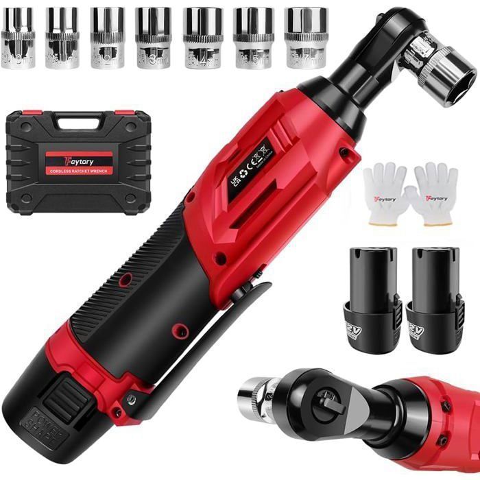 Clé à cliquet sans fil électrique 3/8 Feytory 40Nm avec 2 Batteries et 7 Douilles