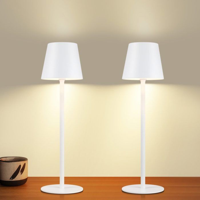NETTLIFE Lampe de bureau à LED - blanche hauteur 37 5 cm intensité réglable par simple effleurement lot de 2