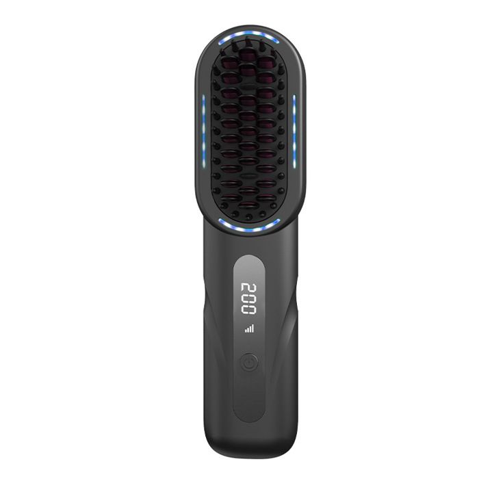 Brosse lissante sans fil peigne chauffant portable gris