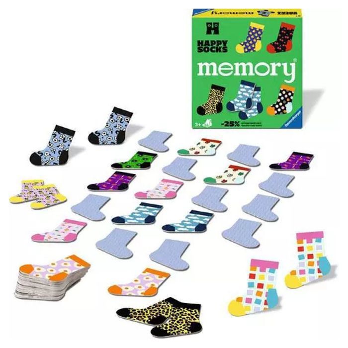 Grand memory chaussette Happy Socks - RAVENSBURGER - Vert - Dès 3 ans