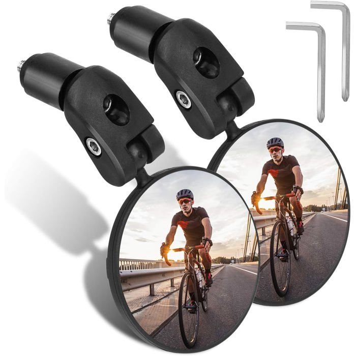 Lot de 2 rétroviseurs vélo HD 360° pour guidon de vélo rétroviseur gauche et droit universel pour guidon miroir convexe pour Le vélo de Route de Montagne