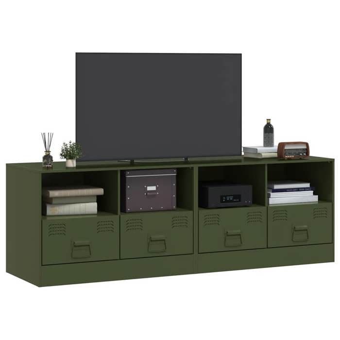 Ensemble meubles TV - mango - 2 pcs - classique - vert olive 67x39x44 cm acier M3168