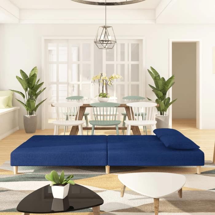 Remise CLIC-CLAC Canapé Lit Convertible à 2 places avec deu x oreillers bleu tissu JILIMAISON2025 67238024