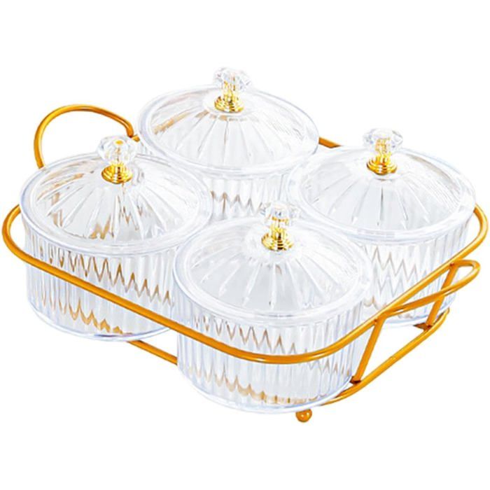 4pcs plats de service divisés plateau dapéritif plateau de collation nordique boîte de récipient de stockage des aliments Blanc