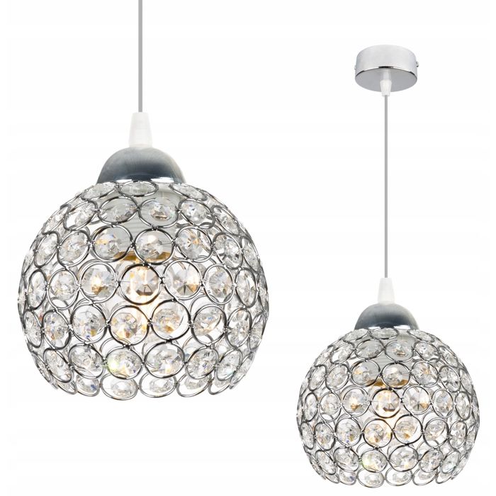 Suspension chromée lustre plafonnier en cristal