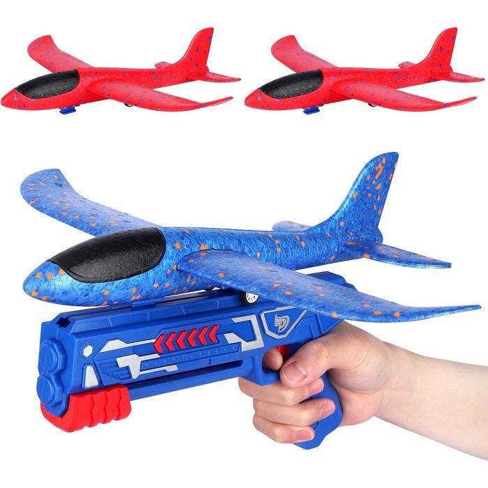 Avion Jouet Planeur - Polystyrene - 3 Packs - Catapulte - Autocollants Dinosaures