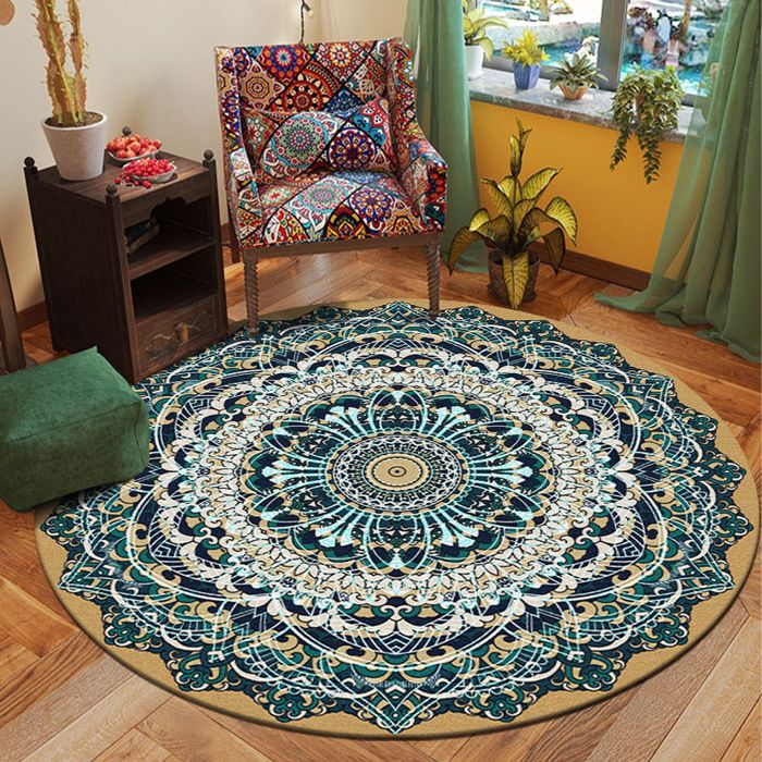Tapis rond - Petit tapis rond lavable et antidérapant. Tapis rond doux pour canapé. Label