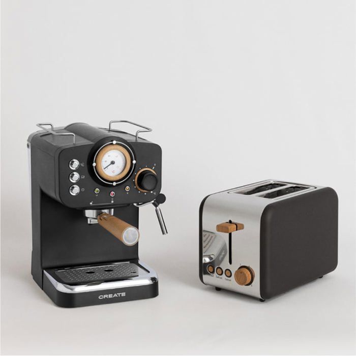 Pack cuisine - Create - TOAST RETRO & THERA RETRO - Grille-pain rétro - Cafetière express 20 bars