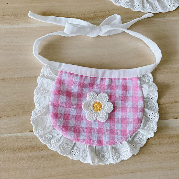 Bandana pour chien mignon et tendance motif écossais smiley bavoir pour petit chien bichon nounours poméranien rose