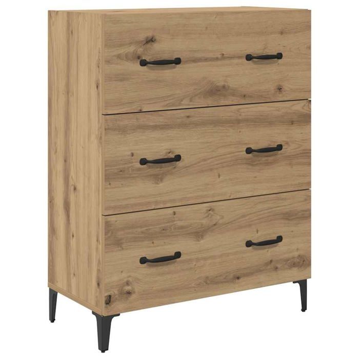 Buffet en bois composite - vidaXL - 69 5x34x90 cm - Chêne artisanal - Rustique - Tiroirs pratiques - Assemblage requis