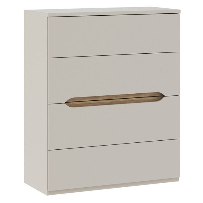 Commode L. 94 cm 4 tiroirs décor bois de chêne et sable mat - ROSALIE Meubletmoi
