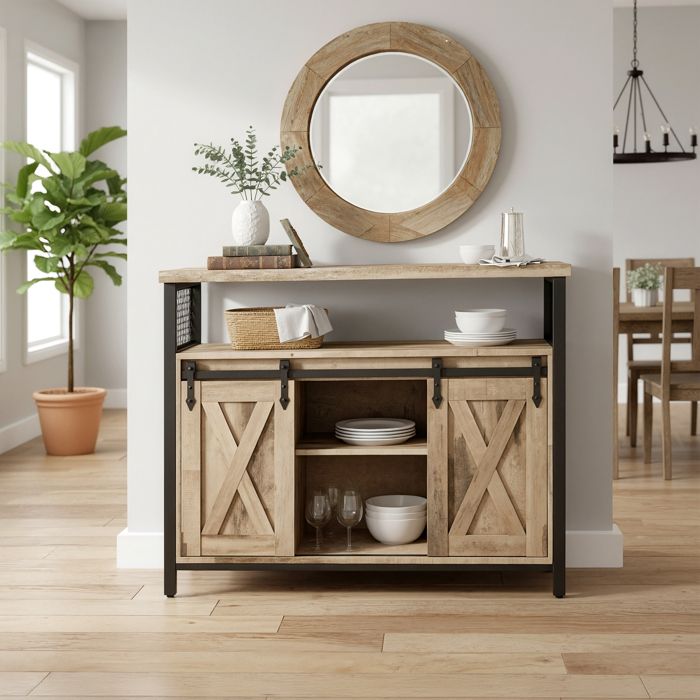 Buffet de cuisine avec 2 Portes Coulissantes 33 x 100 x 80 cm Étagères Réglables pour Salon Marron Camel et Noir dEncre Buffet de cuisine avec 2 Portes Coulissantes 33 x 100 x 80 cm Étagères Réglables pour Salon Marron Camel et Noir dEncre