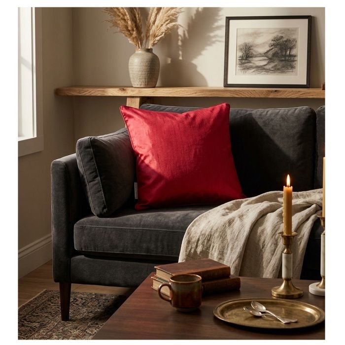 Housse de coussin - EDEN - Shana Shantung - 40x40 cm - Rouge - 100% polyester Housse de coussin - EDEN - Shana Shantung - 40x40 cm - Rouge - 100% polyester