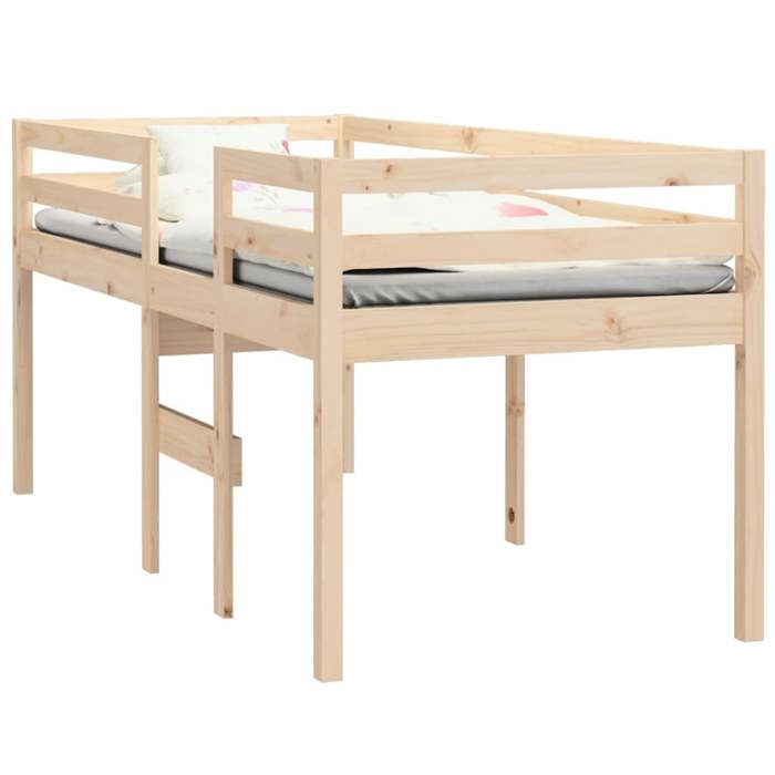 Structure/Cadre de lit - Lit haut - sans matelas - 90x190 cm - bois de pin massif - pour adul/enfant NL75780