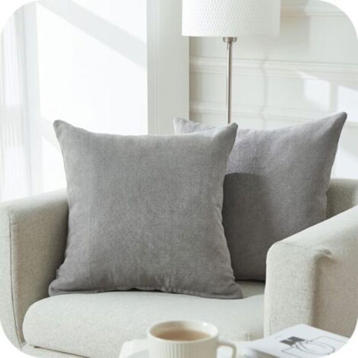 Housse de Coussin 45x45 Lot de 2 Gris Decoration Chambre Bebe Salon Maison Lit Voiture Housses Coussins Canapé Carrés
