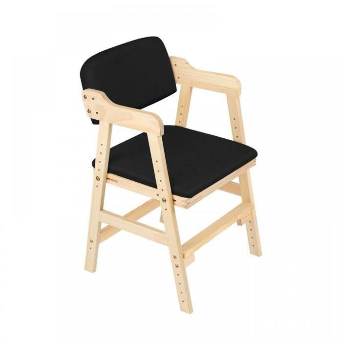 KEDIA Chaises Enfant Petite Chaise pour Les Enfants Chaise en Bois Massif de qualité pour Manger Lire Jouer (48X46X78)CM noir