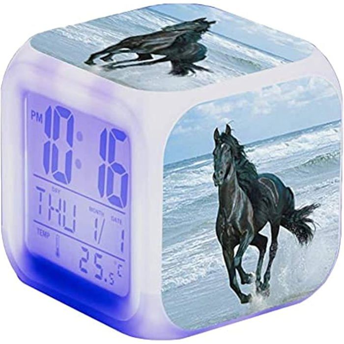 Réveil LED avec affichage numérique et veilleuse veilleuse fonction alarme pour chevaux cadeaux anniversaire p REVEIL A REMONTER