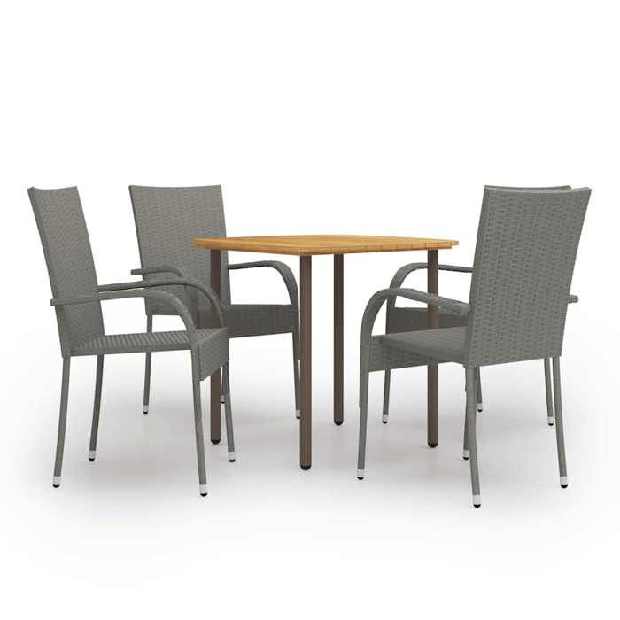 VIDAXL Ensemble Table avec chaises jardin (5 pcs) - ANTI-UV - Résine tressée Gris 80x80x72 cm M667