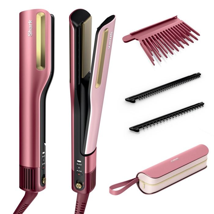 Lisseur et sèche-cheveux 2 en 1 - SHARK - SilkiPro HT401EUPK - Rose - 1000W - 3 peignes Silki