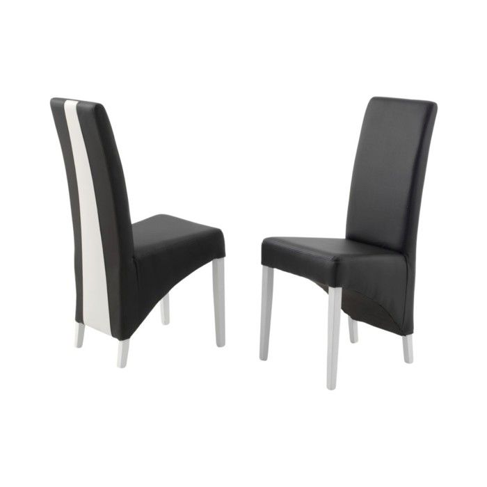 Lot de 2 chaises BASIKA noir et blanc en similicuir – Style vintage Lot de 2 chaises BASIKA noir et blanc en similicuir – Style vintage