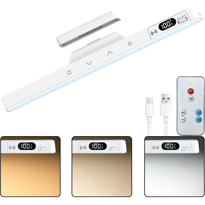 Luminaire Sous Meuble Aimanté Télécommande 1 Barre Température Couleur Réglable Miroir Makeup Chambre Salle Bain