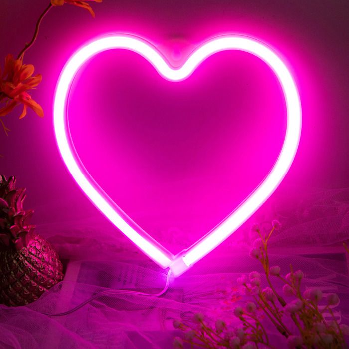 Néon coeur lumières rose coeur néon signe coeur lumière Led coeur lampe coeur décorations pour la maison suspendus cadeaux décor