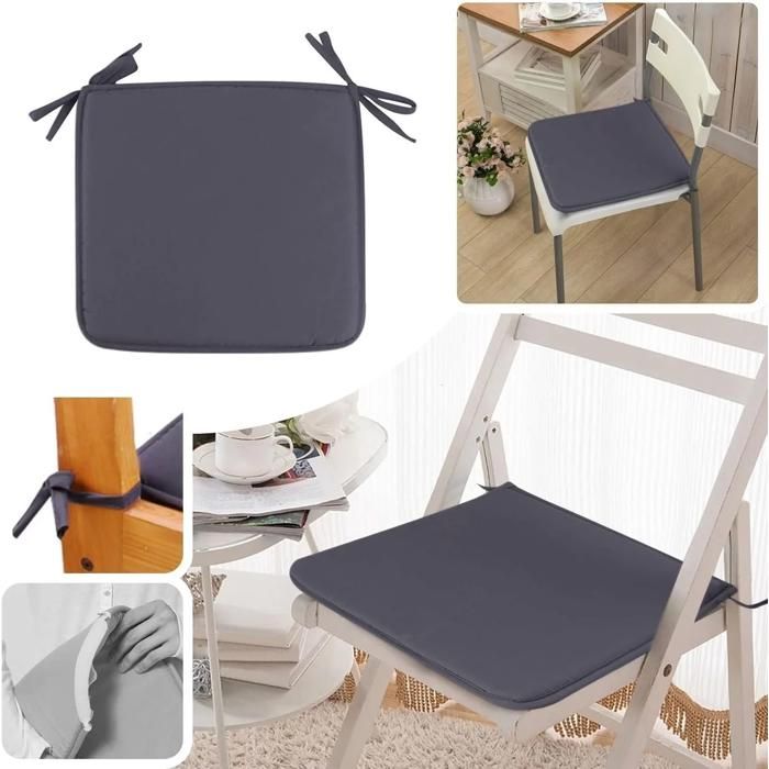 Lot de 2 coussins de chaise extérieur carrés 40 x 40 cm avec attaches lavables pour jardin et salle à manger