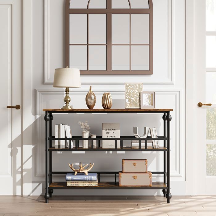 Console étroite 3 niveaux – Idéale derrière canapé ou en entrée – Rangement gain de place – 110 x 30 x 80 cm - couleur vintage