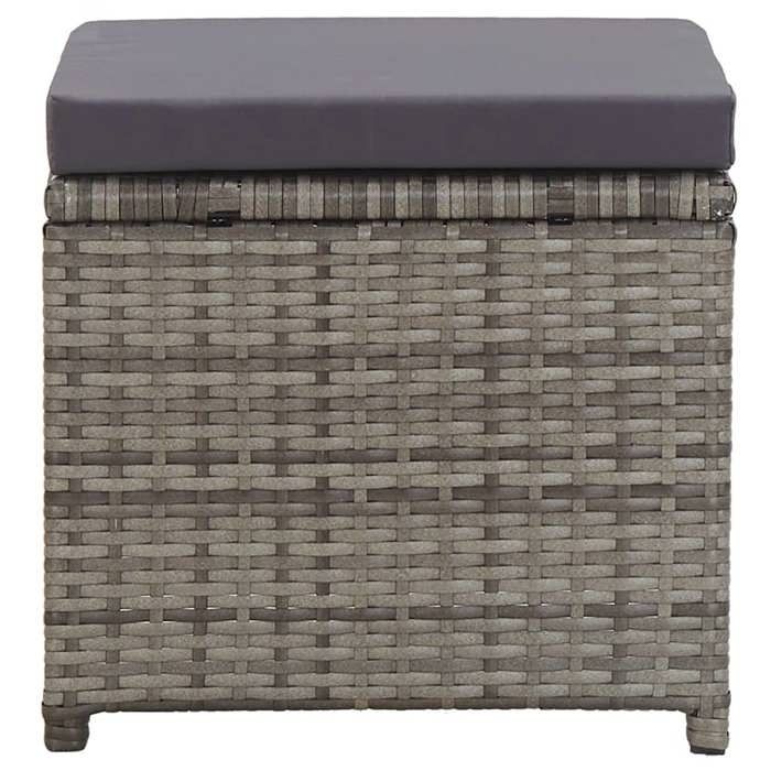Tabourets de jardin 2 pcs et coussins Résine tressée Anthracite_2 ans garantie_28759