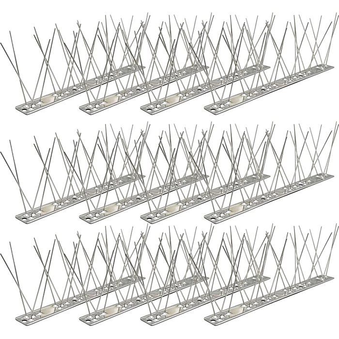 Pics Anti Pigeon INOX (3m 12 pcs à 25cm) - Kit Répulsif Oiseaux 304 avec 24 Vis & 24 Colliers - pour Balcon Gouttière Toit