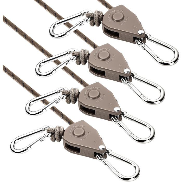 Corde pour Auvent avec Crochet et Tendeur Réfléchissante 4M Lot de 4 Cordes pour Tente Lampe de Culture Bâche Voile