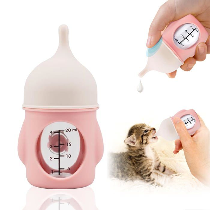 Biberon pour animaux - SONGHUI - 20 ml - Débit lent - Silicone alimentaire - Limiteur anti-étouffement