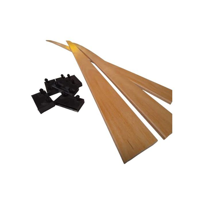 Lattes pour lit - EBAC LITERIE - Grandes Lattes - Hêtre 7 plis - 1600x53x9 mm - Lot 3 + embouts clipsables