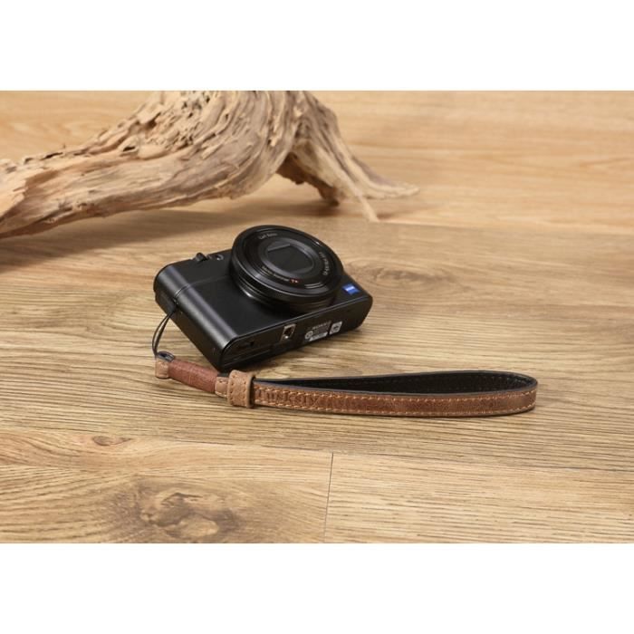 Sangle Anti Chute Telephone QUARKZMAN Sangle De Poignet En Cuir, 190mm/7,48 Lanière De Poignet En Cuir De Remplacement Pour Portefeuille, Sac à Clés, Bricolage (Noir, Argent Sangle Porte-clés Poignet