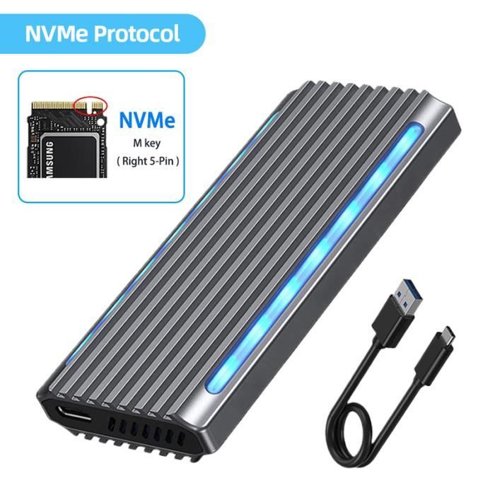 Boîtier SSD M2 NVME Station D'accueil Avec USB C Hub 5en1, Adaptateur USB M. 2, 10Gpbs USB 3.2 Gen2 M.2 NVMe Et SATA SSD - Informatique